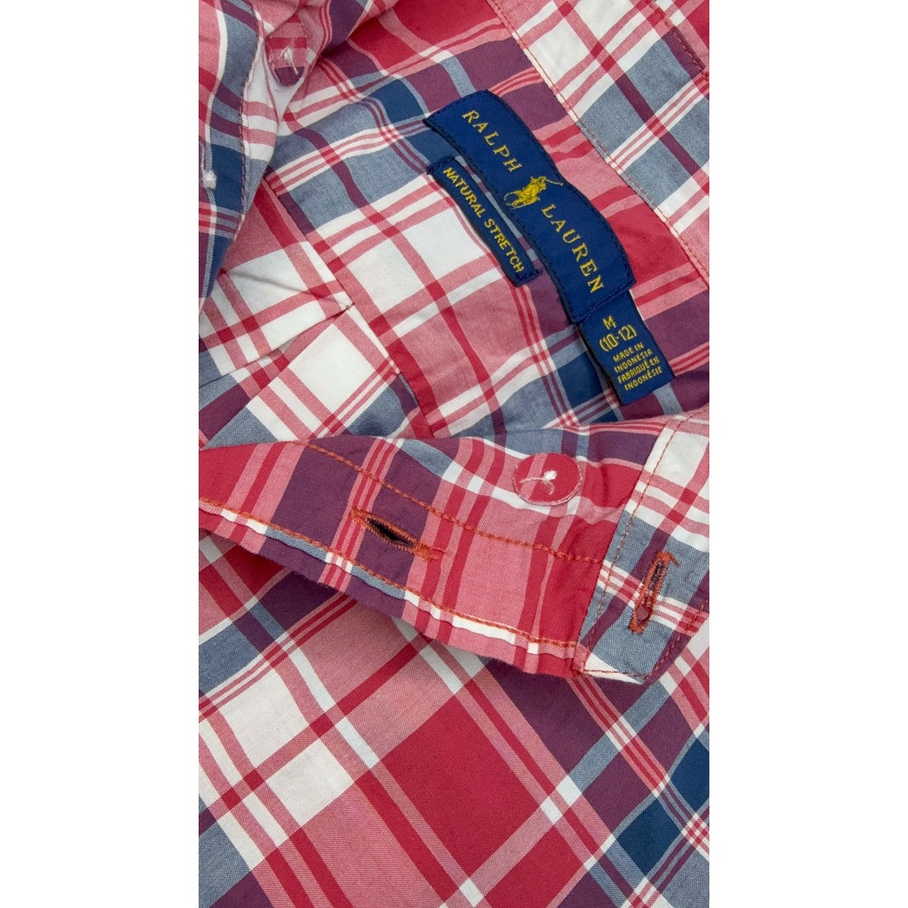 Ralph Lauren Kids Plaid Button Down‎ Shirt Size M (10-12) Red Blue